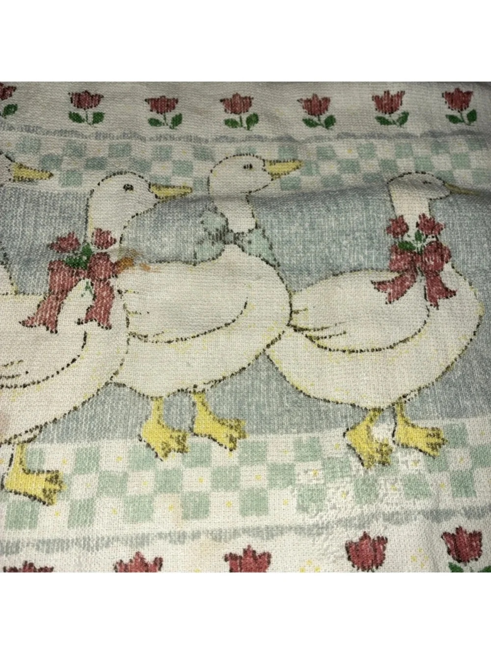 Vintage marmalade goose tea towel- faded thin and spots